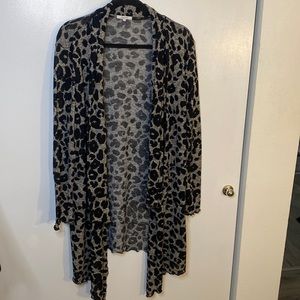 Like New Maurice Black and Grey Leopard Cardigan- Size 0 Plus